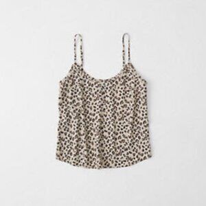 NWT $38 A&F Satin Cami TAN LEOPARD PRINT - XS!